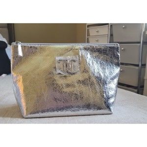 Juicy Couture NWT Large Travel Cosmetic Bag Makeup Bag Juicy Couture Logo Silver